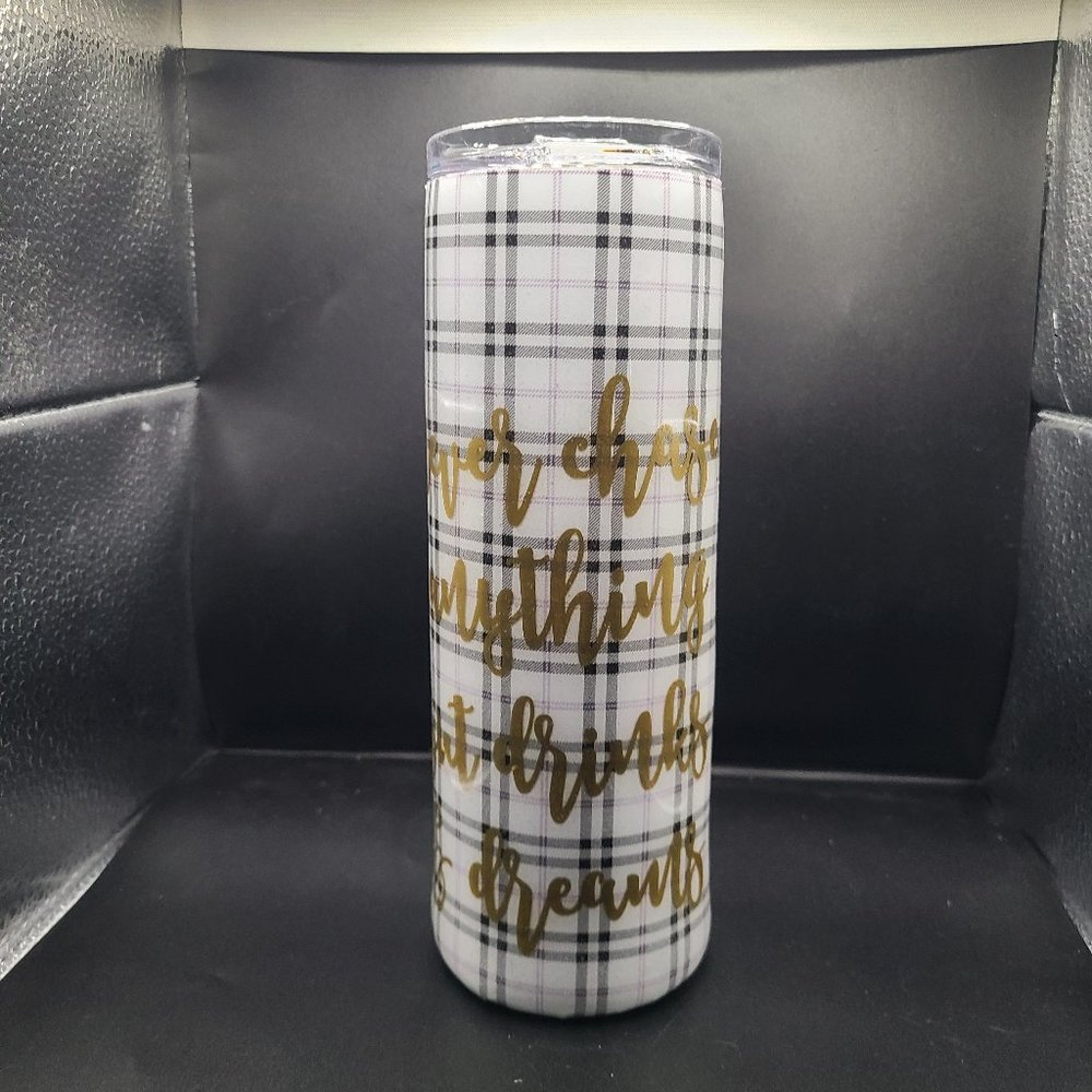 "Chase Dreams" Plaid 20 oz. Skinny Tumbler